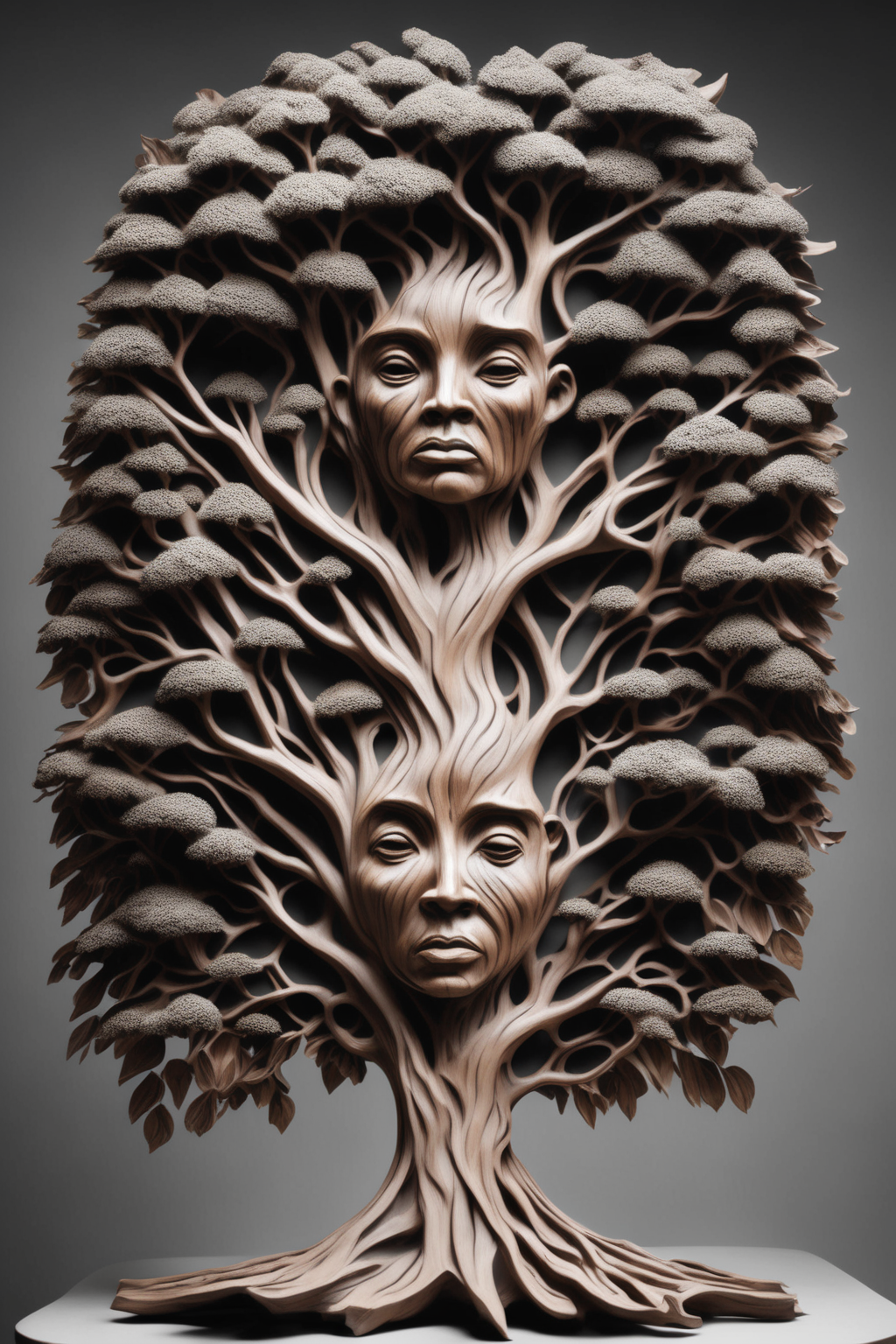 00134-1994613659-_lora_Surreal Harmony_1_Surreal Harmony - a sculpture of a tree with human faces as its leaves.png